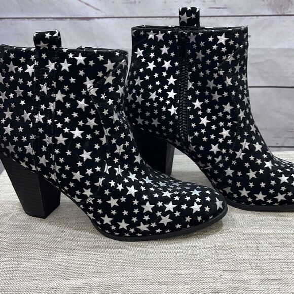 Express Shoes - Express size 9 3 inch heeled boots black withe silver stars - brand new